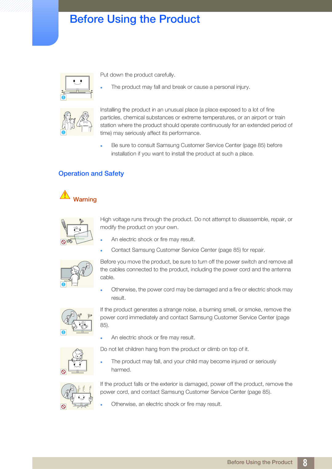 Samsung S27B350H, S27B550V, S23B550V user manual Operation and Safety 