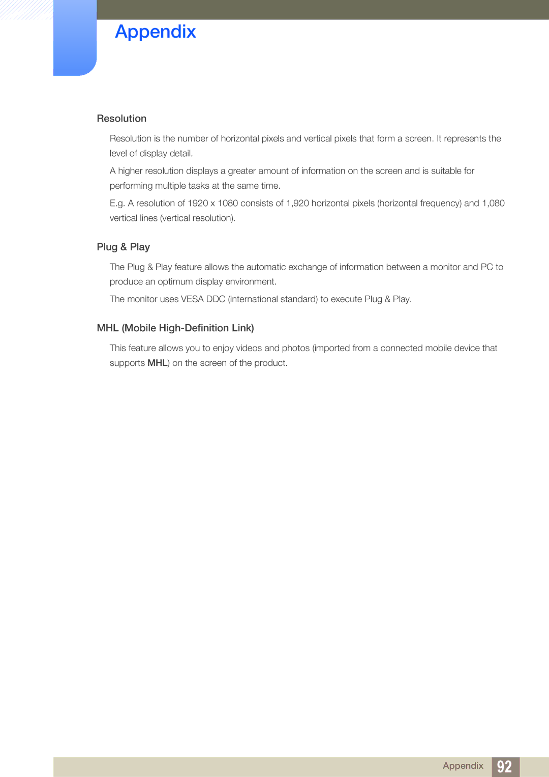 Samsung S27B350H, S27B550V, S23B550V user manual Resolution 