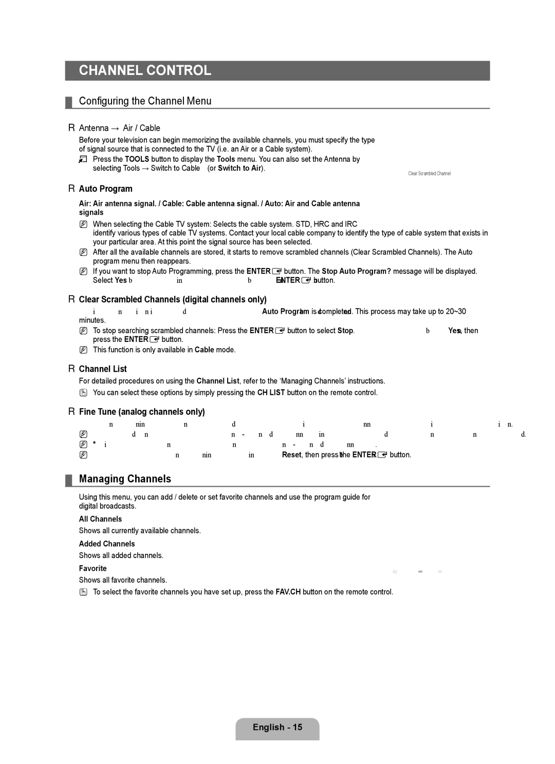 Samsung 350 user manual Channel Control, Configuring the Channel Menu, Managing Channels 