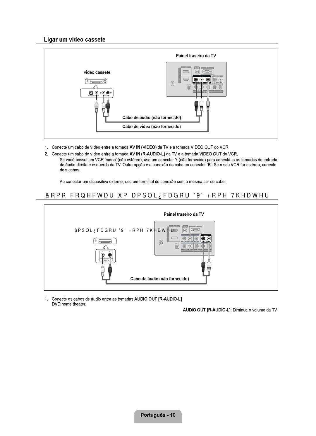 Samsung 350 user manual Ligar um vídeo cassete, Como conectar um amplificador/DVD Home Theater 