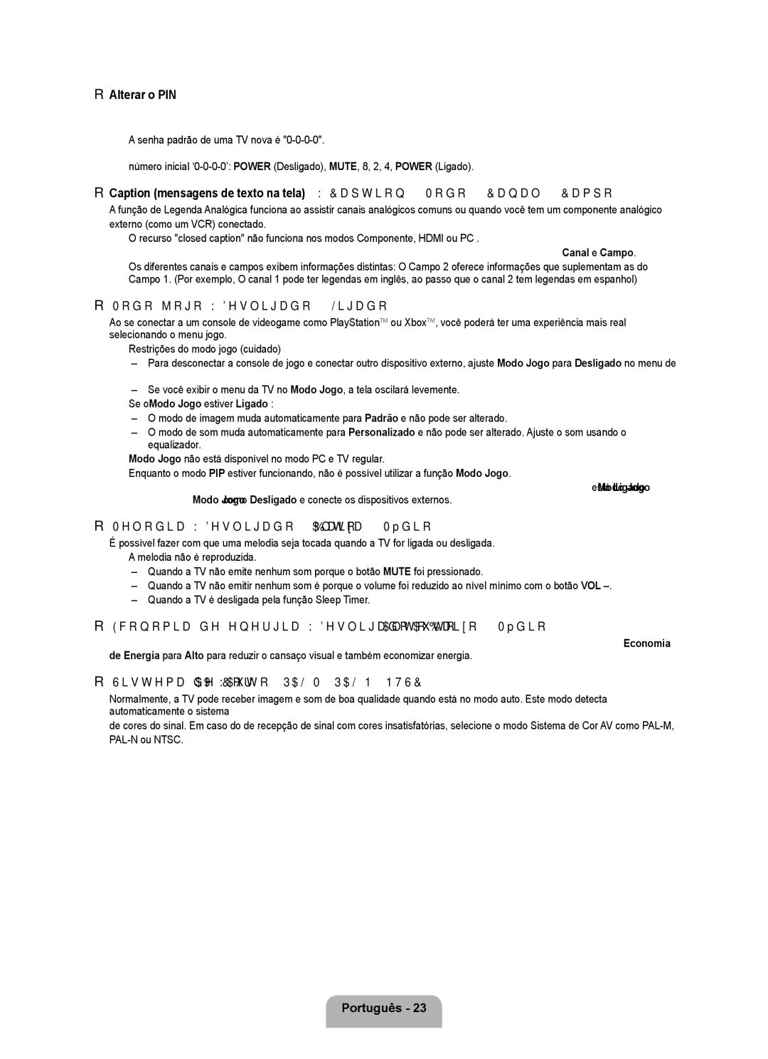 Samsung 350 user manual Alterar o PIN, Modo jogo → Desligado / Ligado, Melodia → Desligado / Baixa / Médio / Alto 