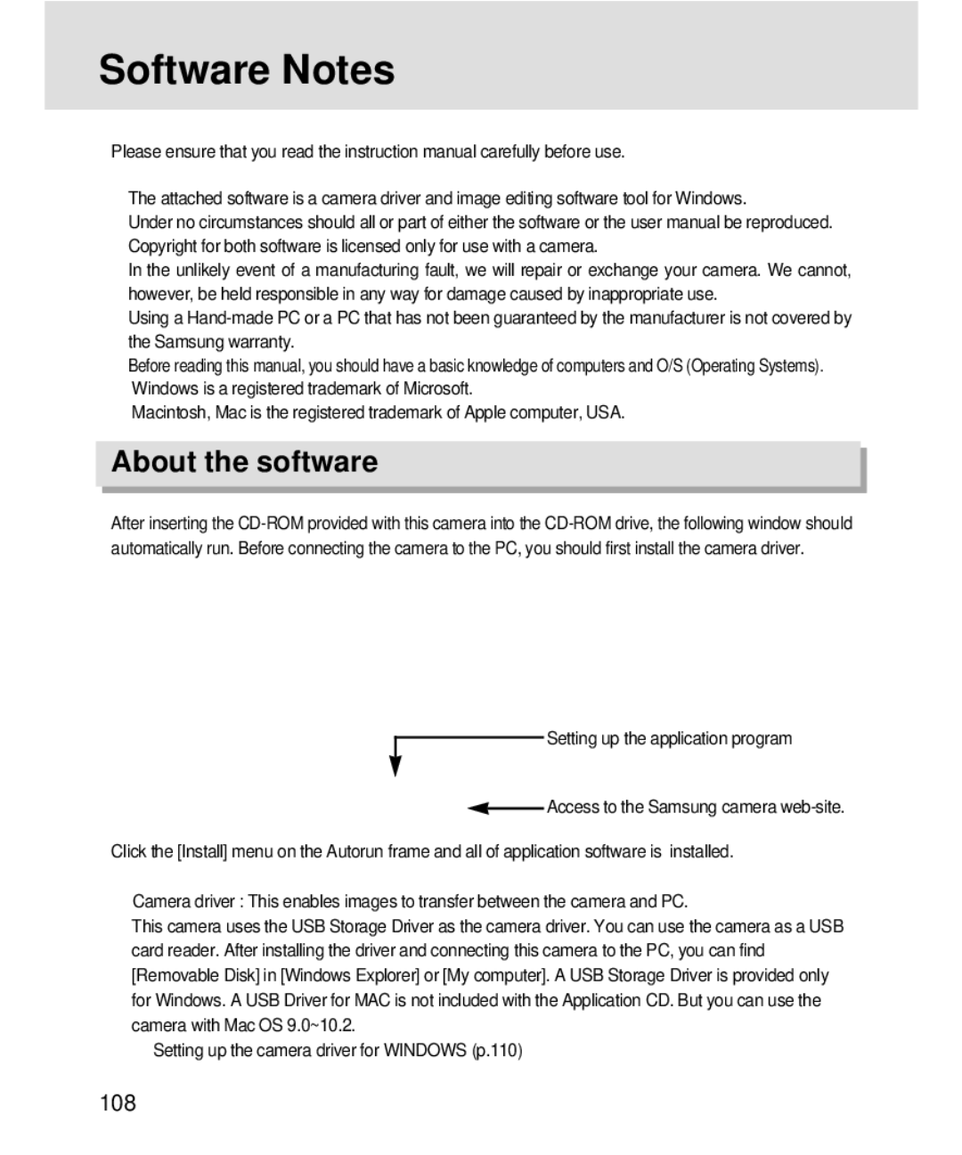 Samsung 3500, V3 manual Software Notes, About the software 