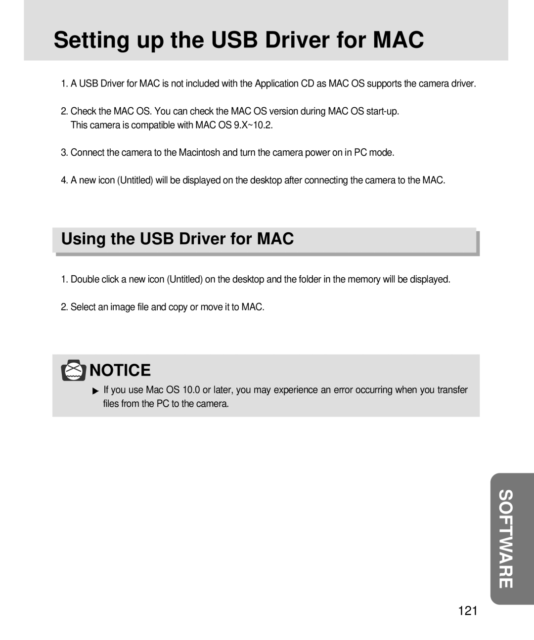 Samsung V3, 3500 manual Setting up the USB Driver for MAC, Using the USB Driver for MAC 