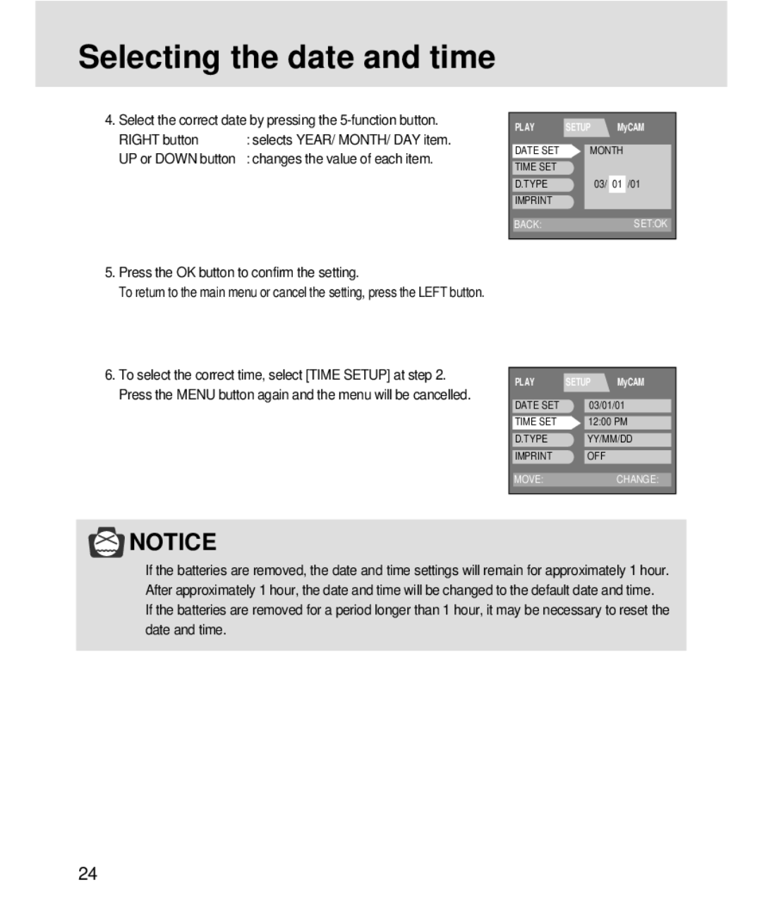 Samsung 3500, V3 manual UP or Down button, Press the OK button to confirm the setting 