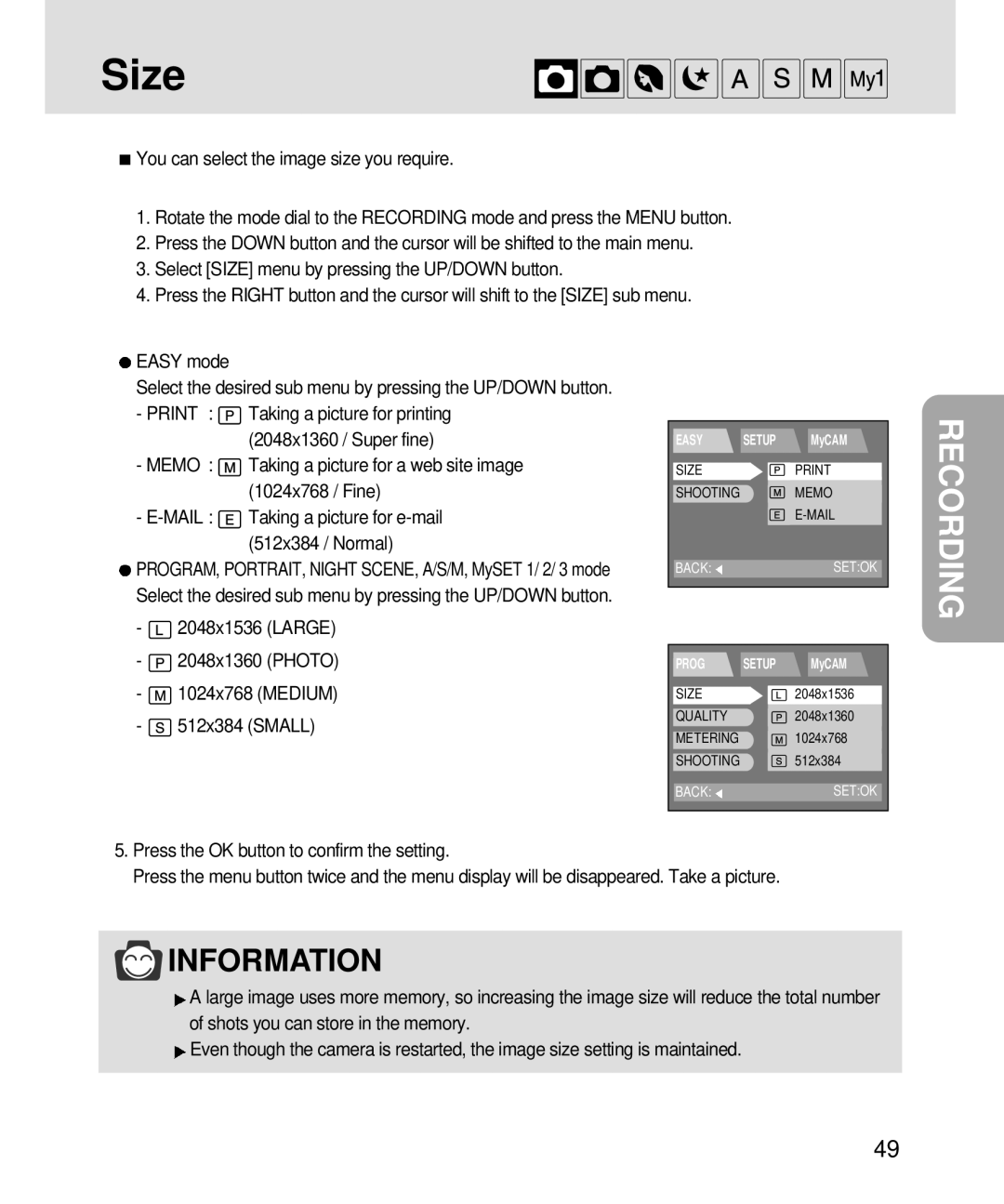 Samsung V3, 3500 manual Size 