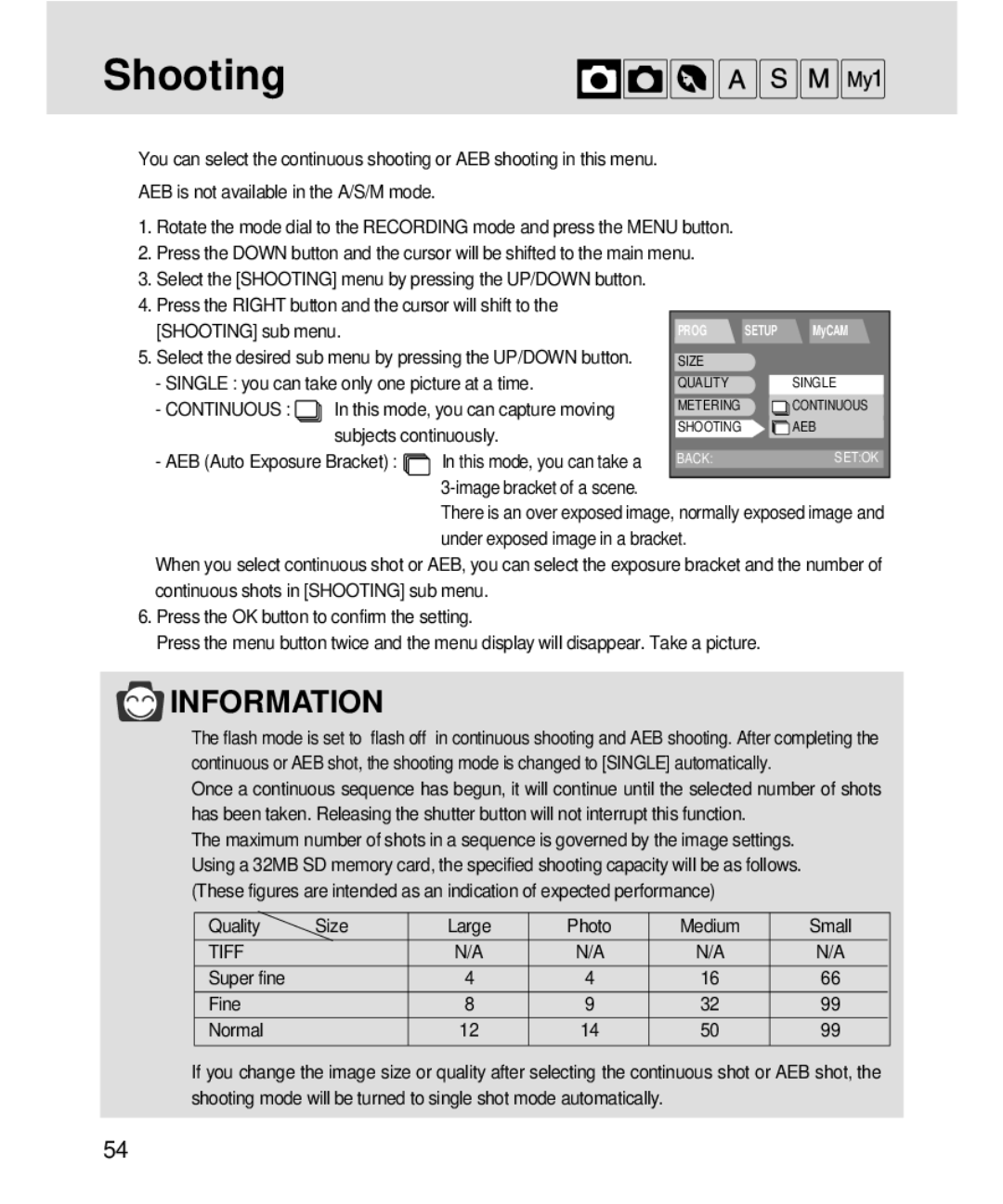 Samsung 3500, V3 manual Shooting 