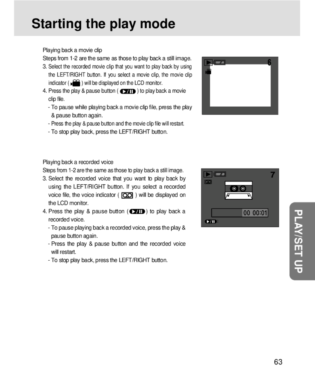 Samsung V3, 3500 manual Starting the play mode 