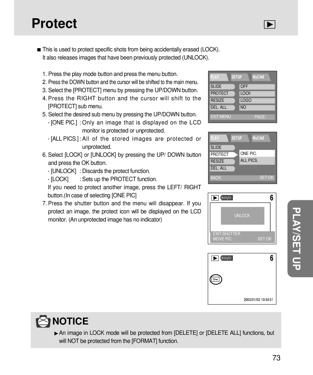 Samsung V3, 3500 manual Protect 