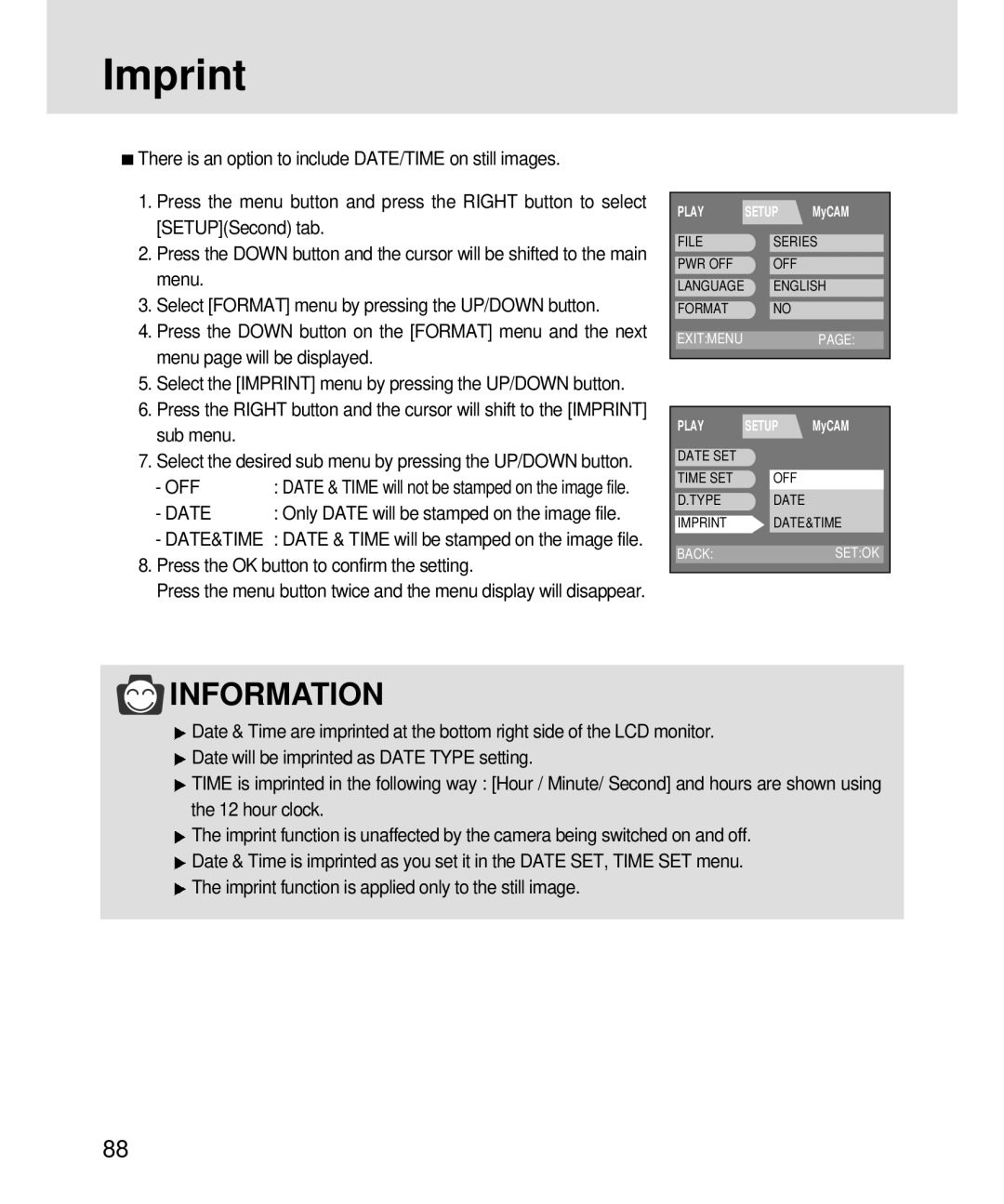 Samsung 3500, V3 manual Imprint 