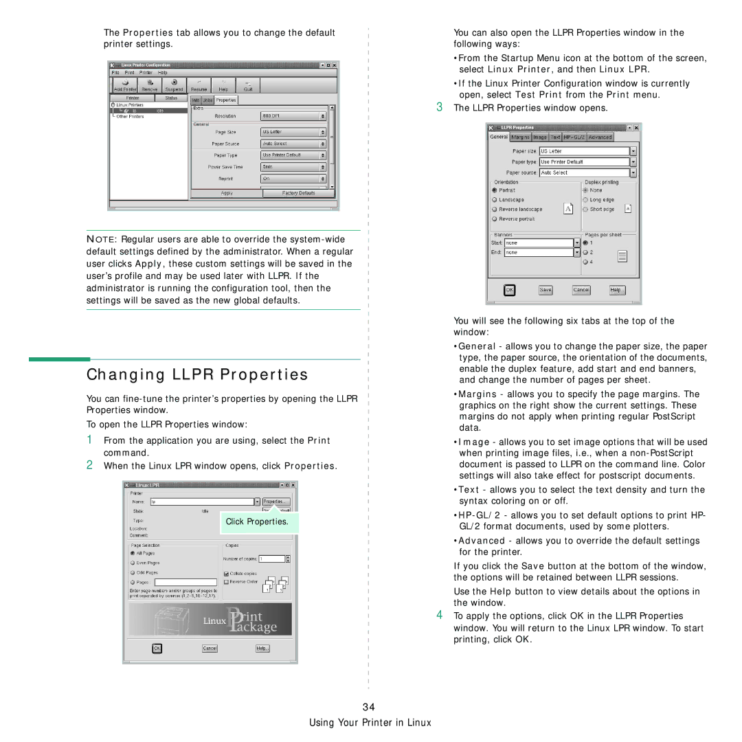 Samsung 3560 manual Changing Llpr Properties 