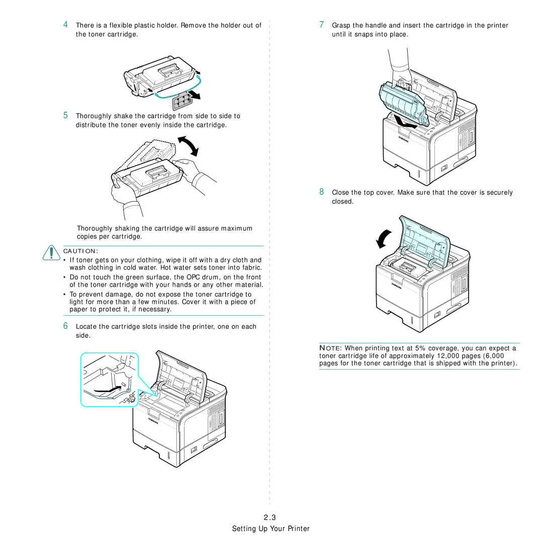 Samsung 3560 manual Setting Up Your Printer 