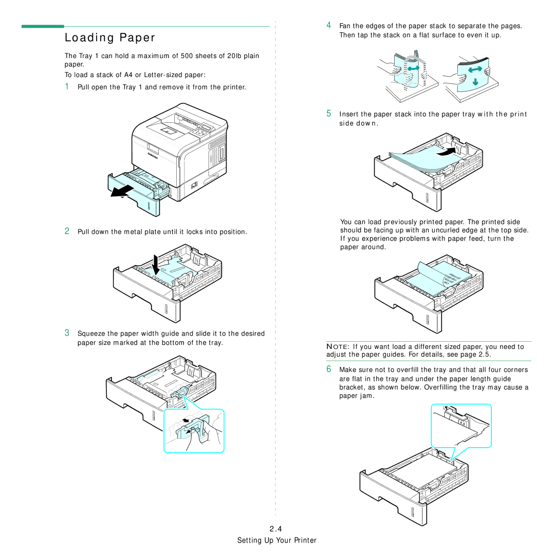 Samsung 3560 manual Loading Paper 