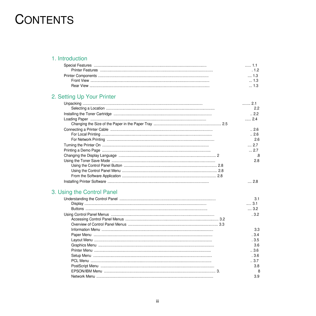 Samsung 3560 manual Contents 