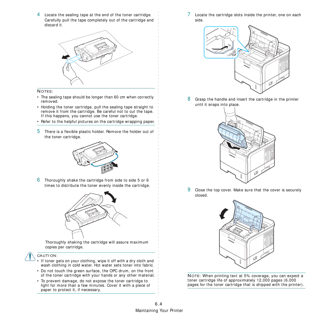 Samsung 3560 manual Maintaining Your Printer 