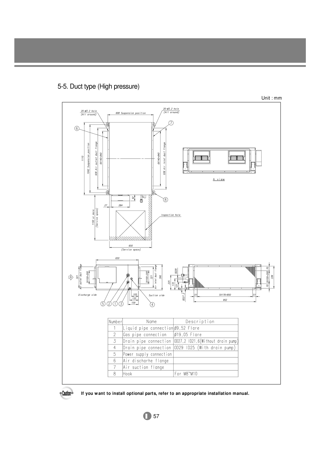 Samsung 3759 technical manual Duct type High pressure 