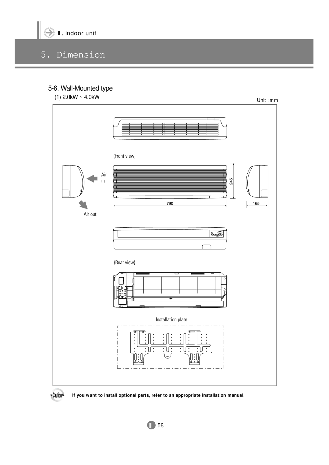 Samsung 3759 technical manual Wall-Mounted type 