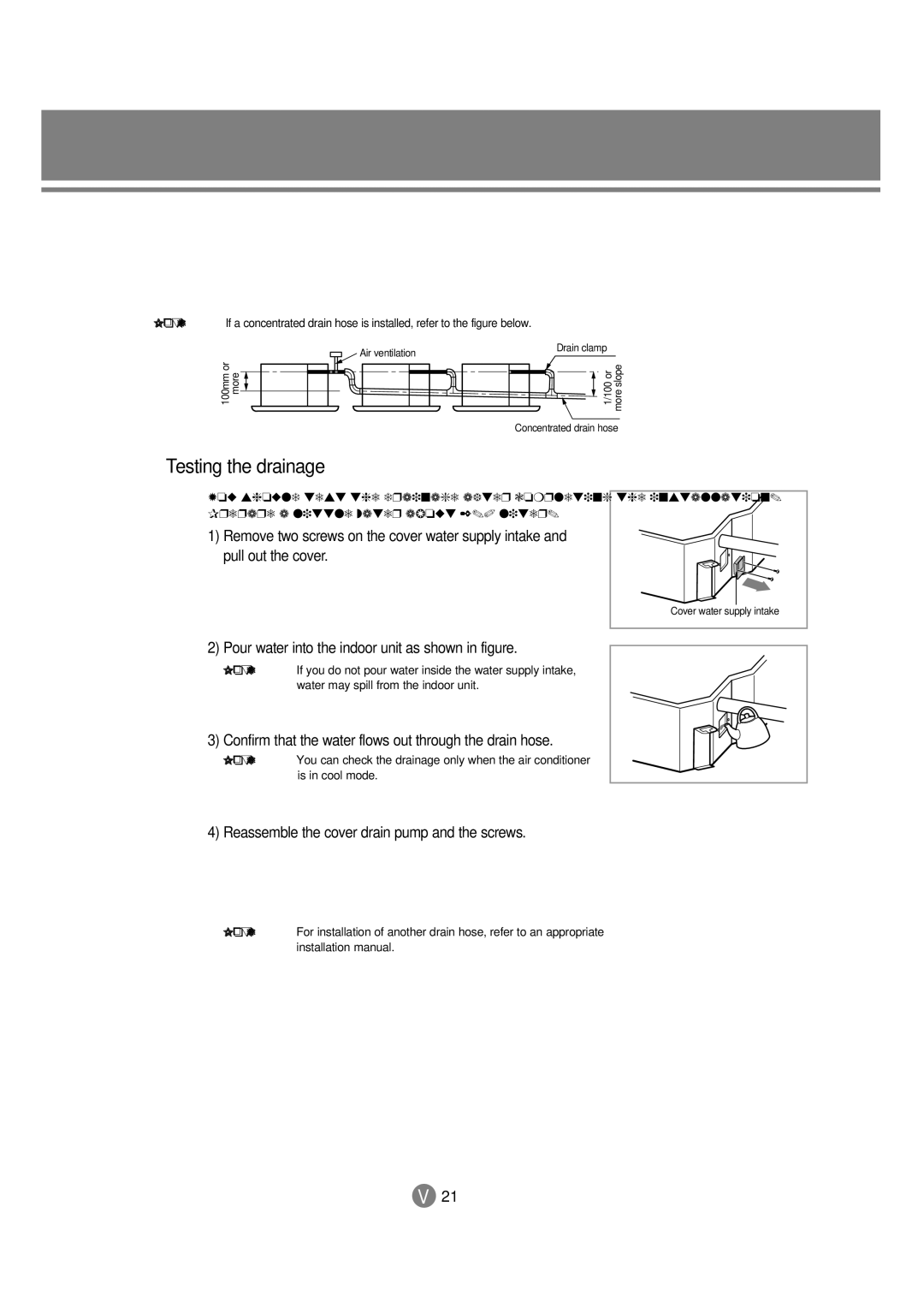 Samsung 3759 technical manual Testing the drainage 