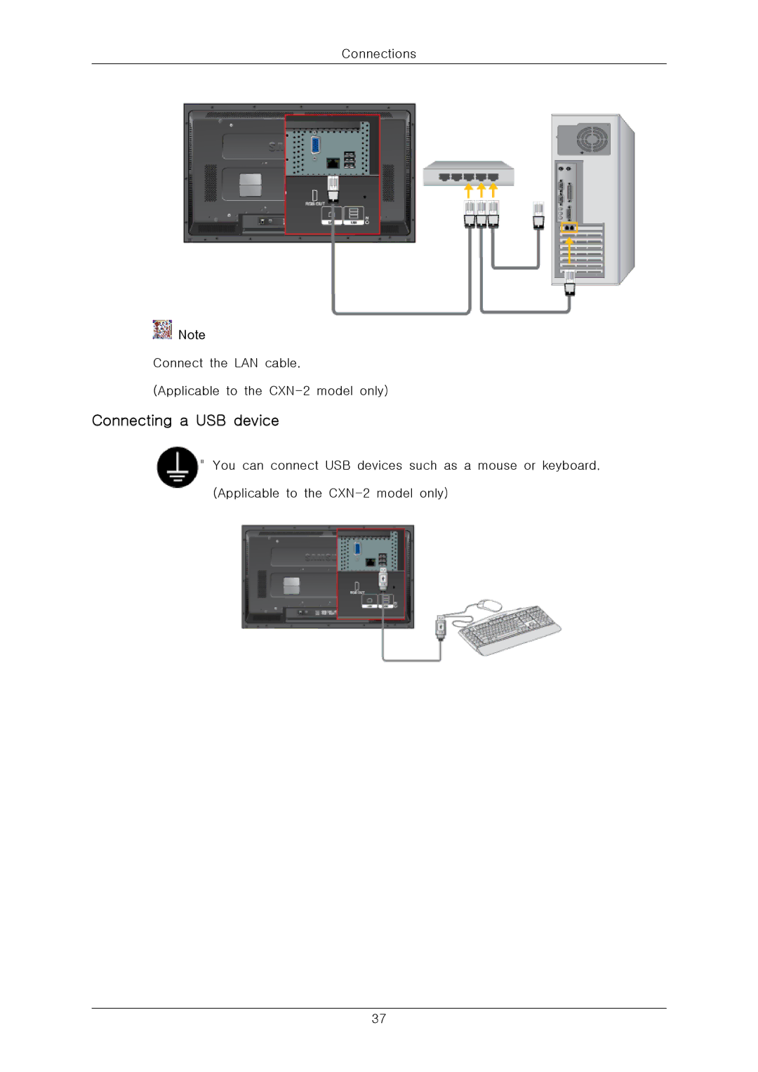 Samsung 460CXN-2, 400CXN-2, 400CX-2, 460CX-2 quick start Connecting a USB device 