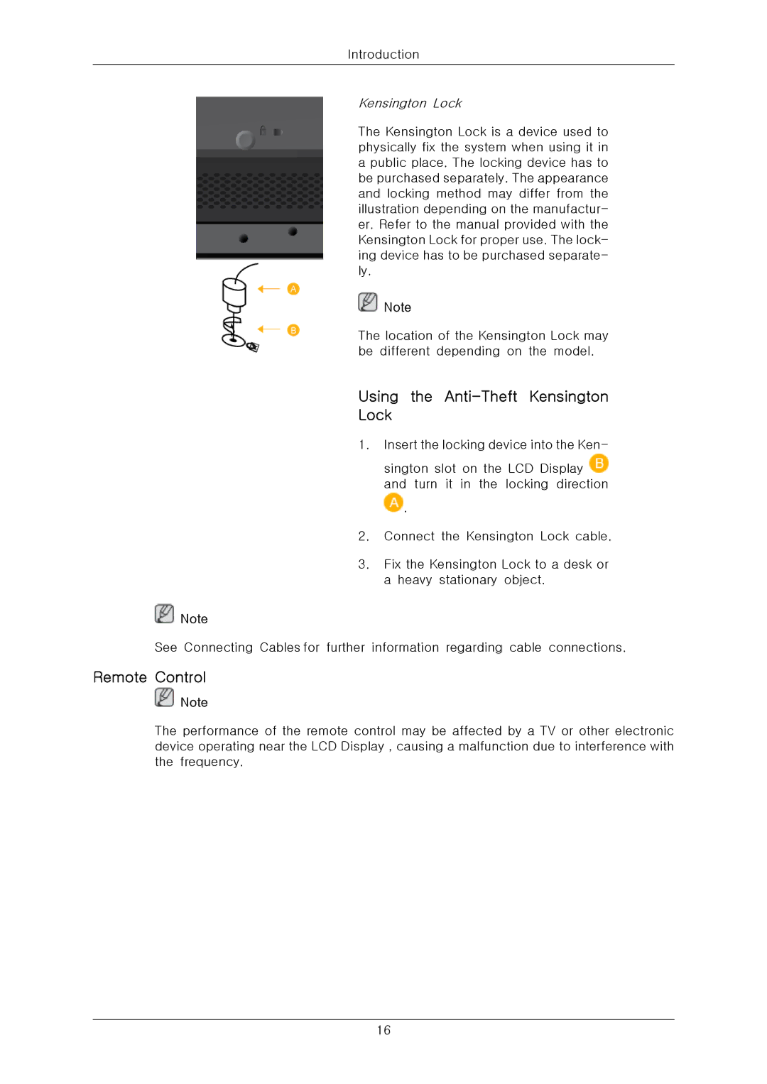 Samsung 400CX-2, 400CXN-2, 460CXN-2, 460CX-2 quick start Using the Anti-Theft Kensington Lock, Remote Control 