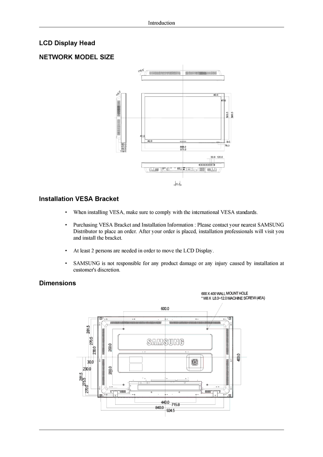 Samsung 460CXn, 400CXN, 460CXN user manual LCD Display Head 