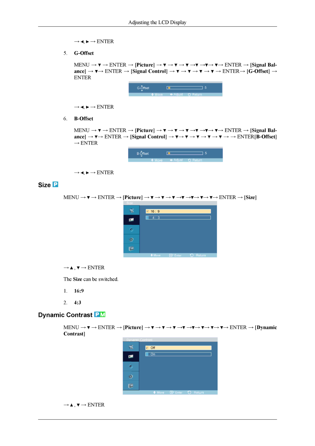 Samsung 460CXn, 400CXN, 460CXN user manual Size, Dynamic Contrast 