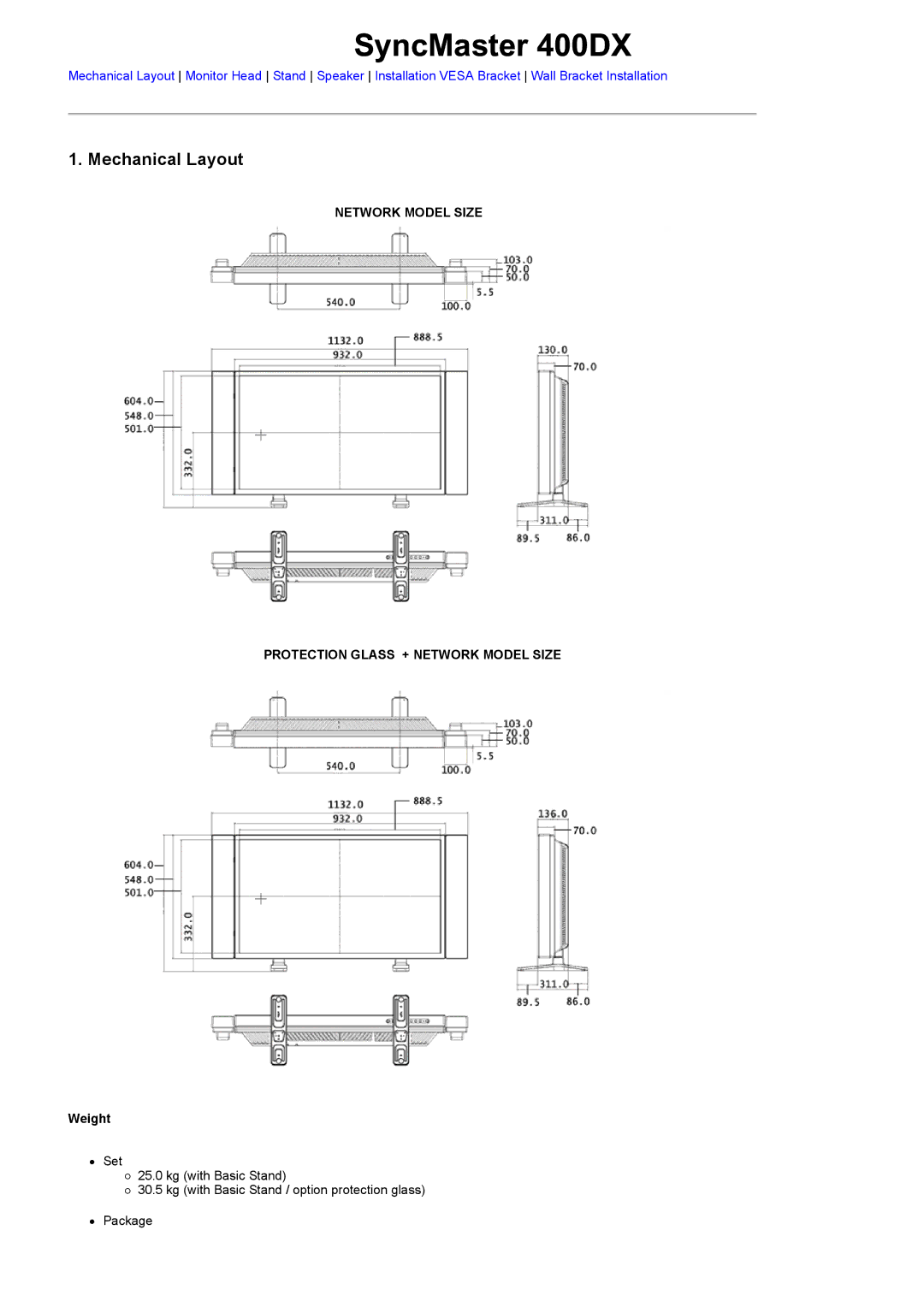 Samsung 460DX specifications SyncMaster 400DX 