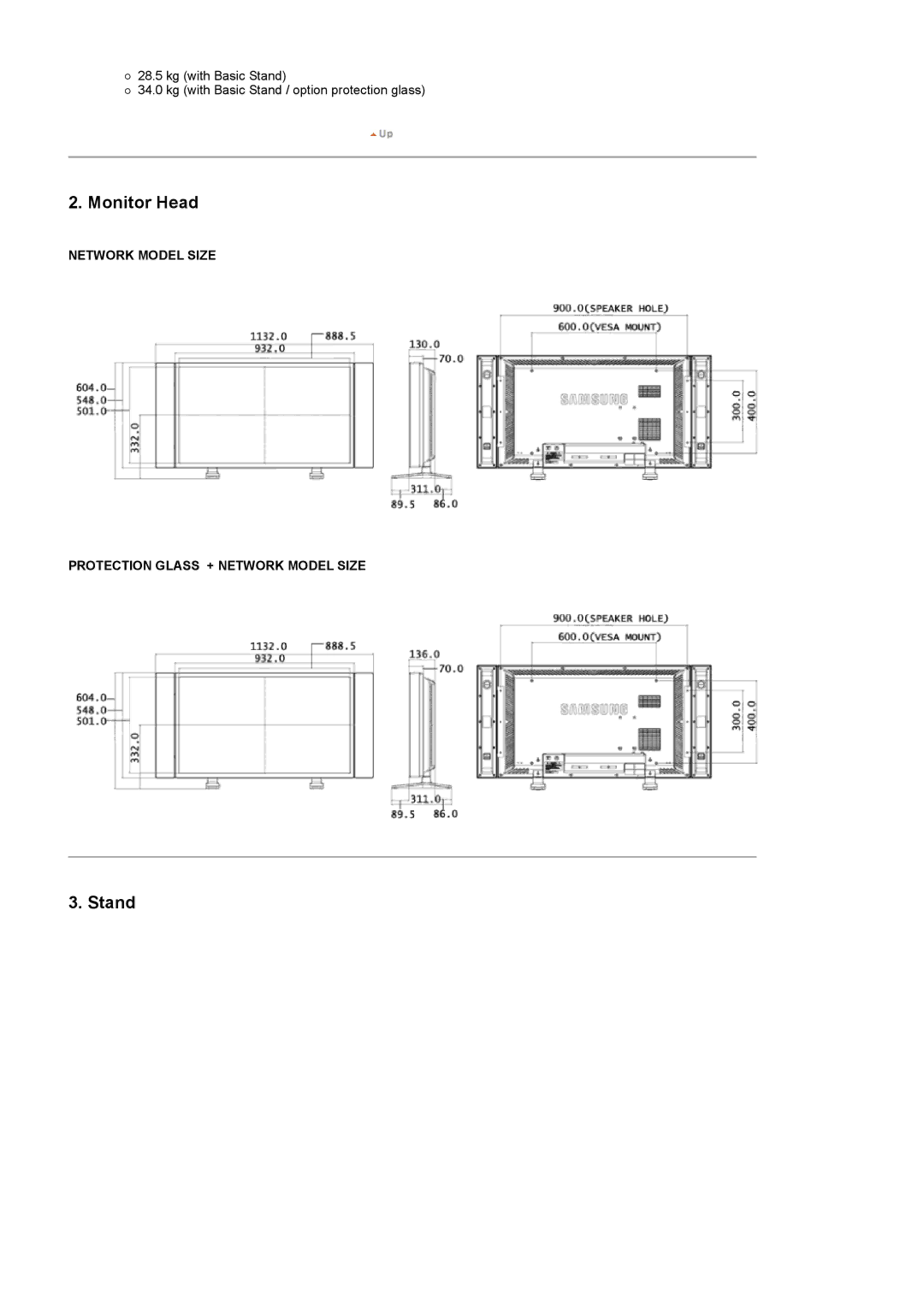 Samsung 400DX, 460DX specifications Monitor Head 