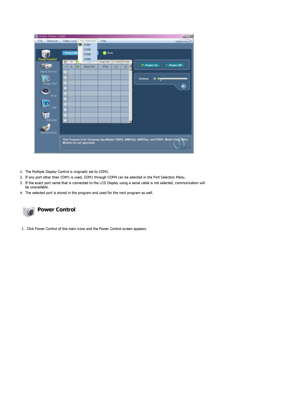 Samsung 460DX, 400DX specifications Power Control 