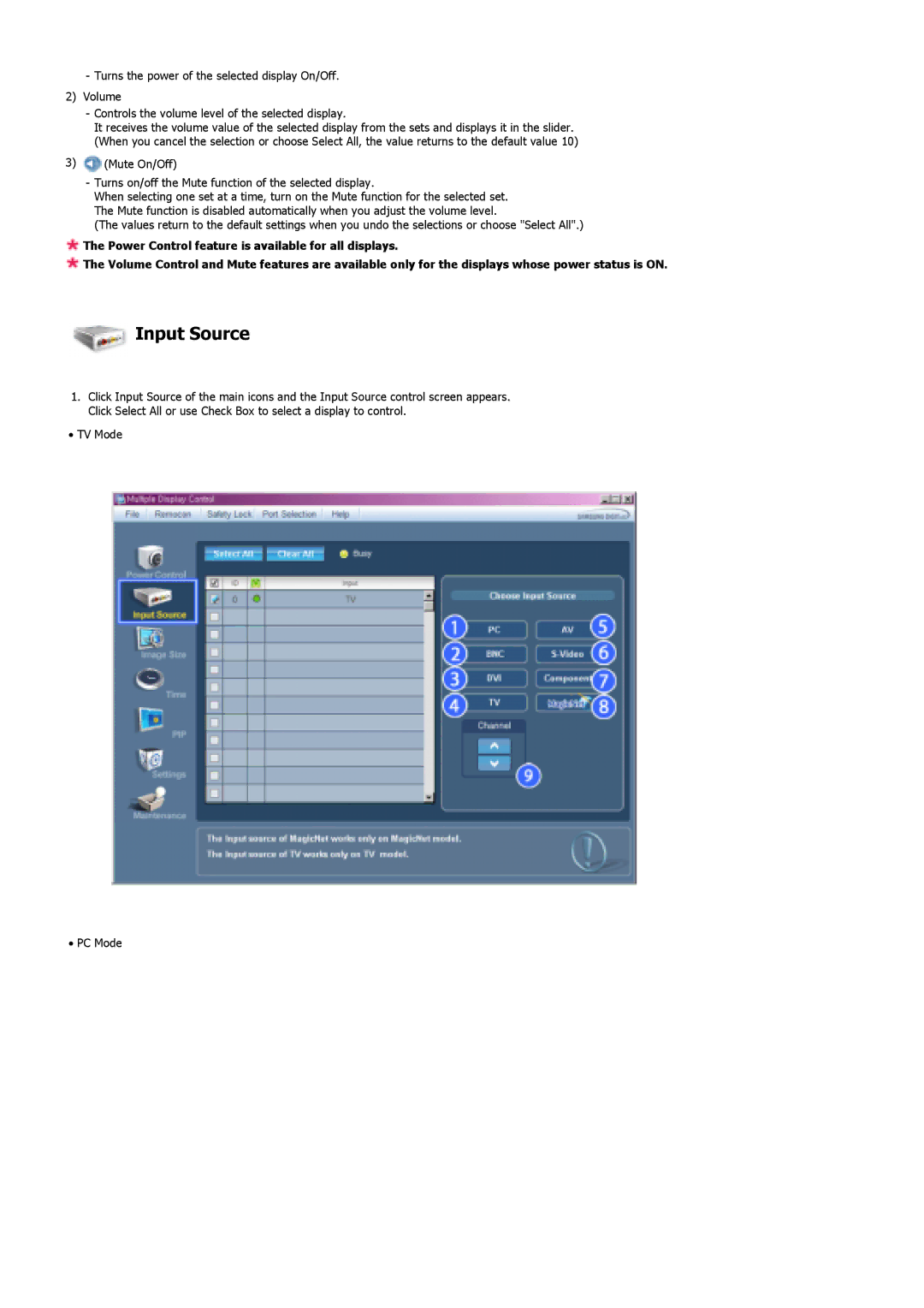 Samsung 460DX, 400DX specifications Input Source 