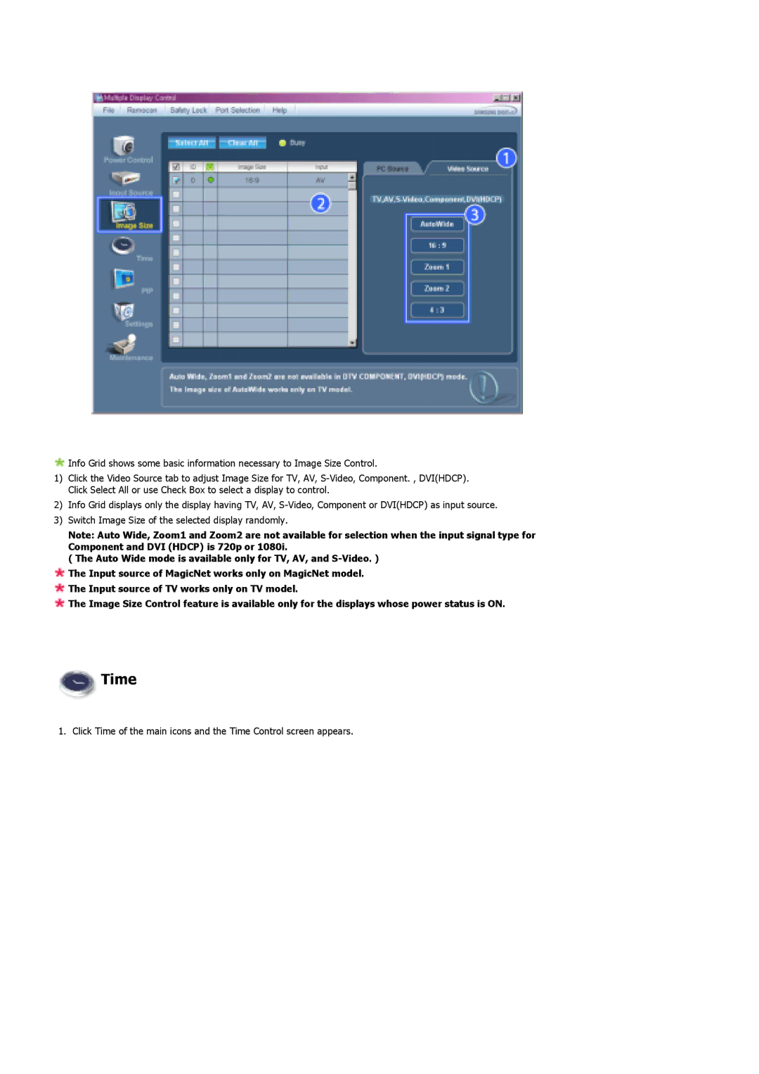 Samsung 400DX, 460DX specifications Time 