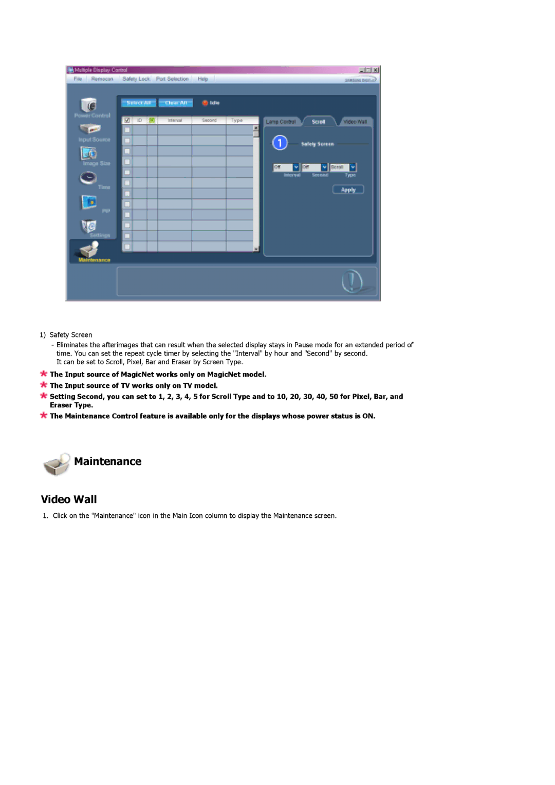 Samsung 460DX, 400DX specifications Maintenance Video Wall 