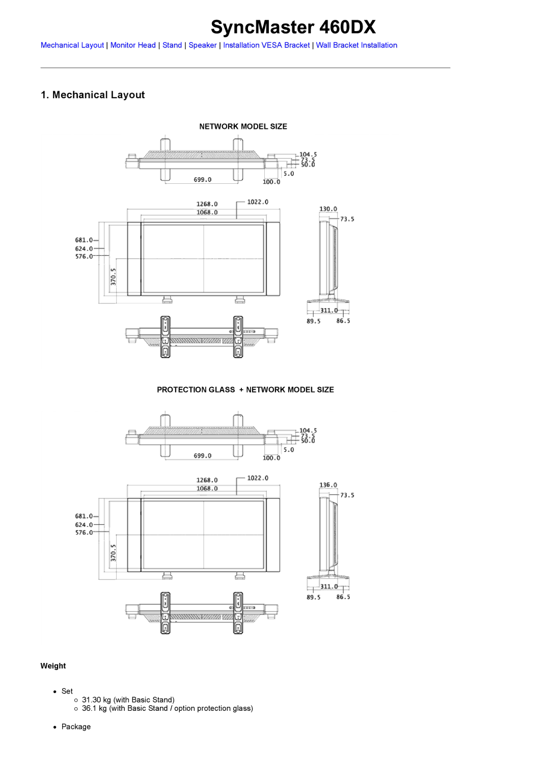 Samsung 400DX specifications SyncMaster 460DX 