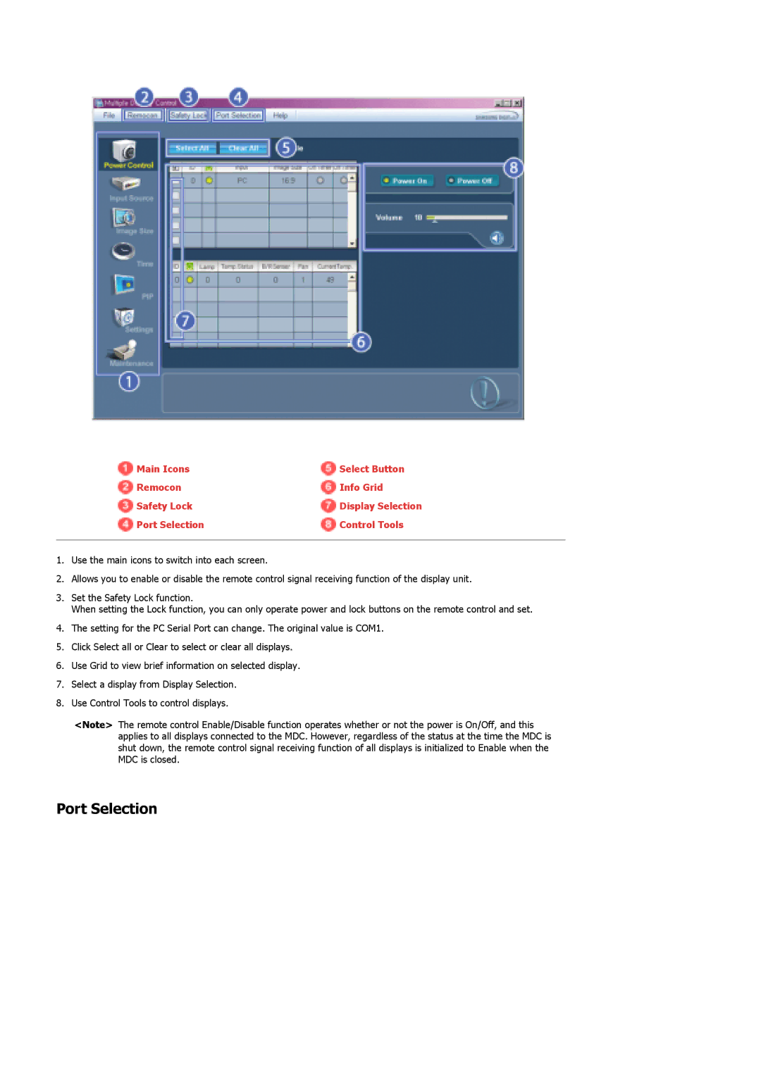 Samsung 400DX specifications Port Selection 