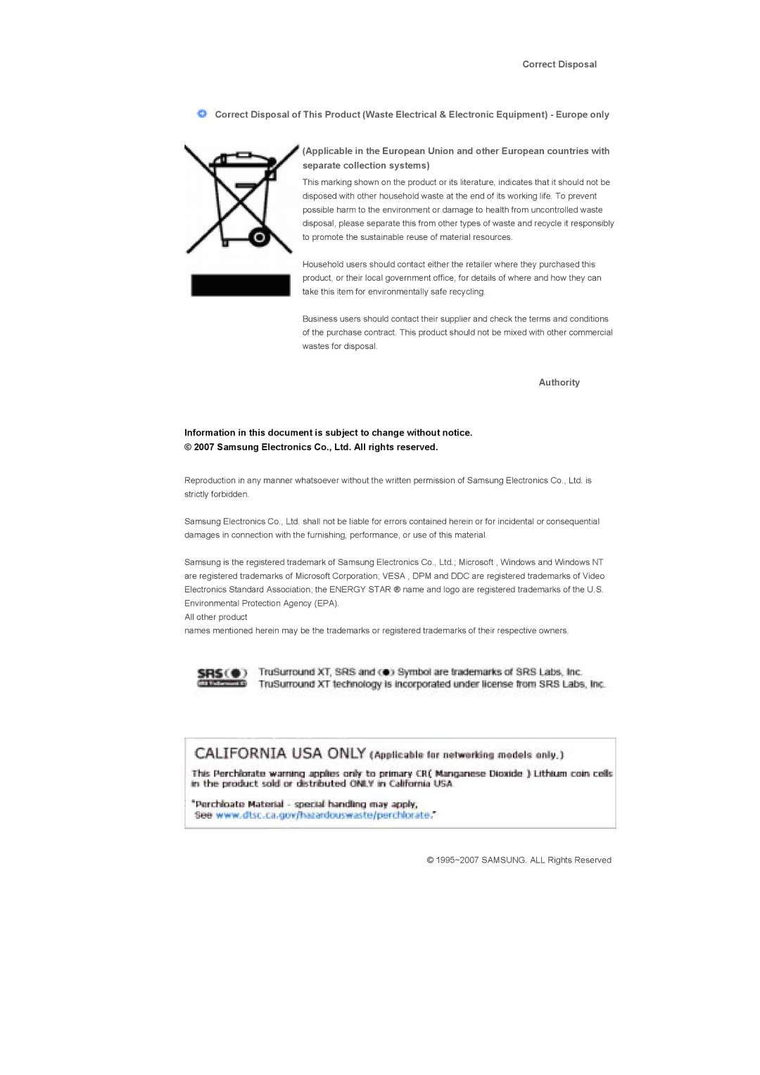 Samsung 400DX specifications Authority 