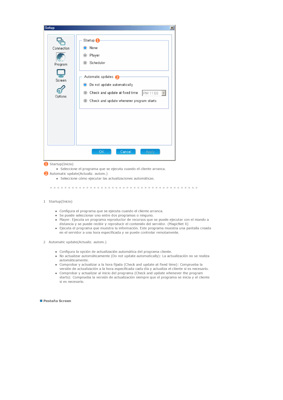 Samsung 400DXn, 460DXN manual Pestaña Screen 