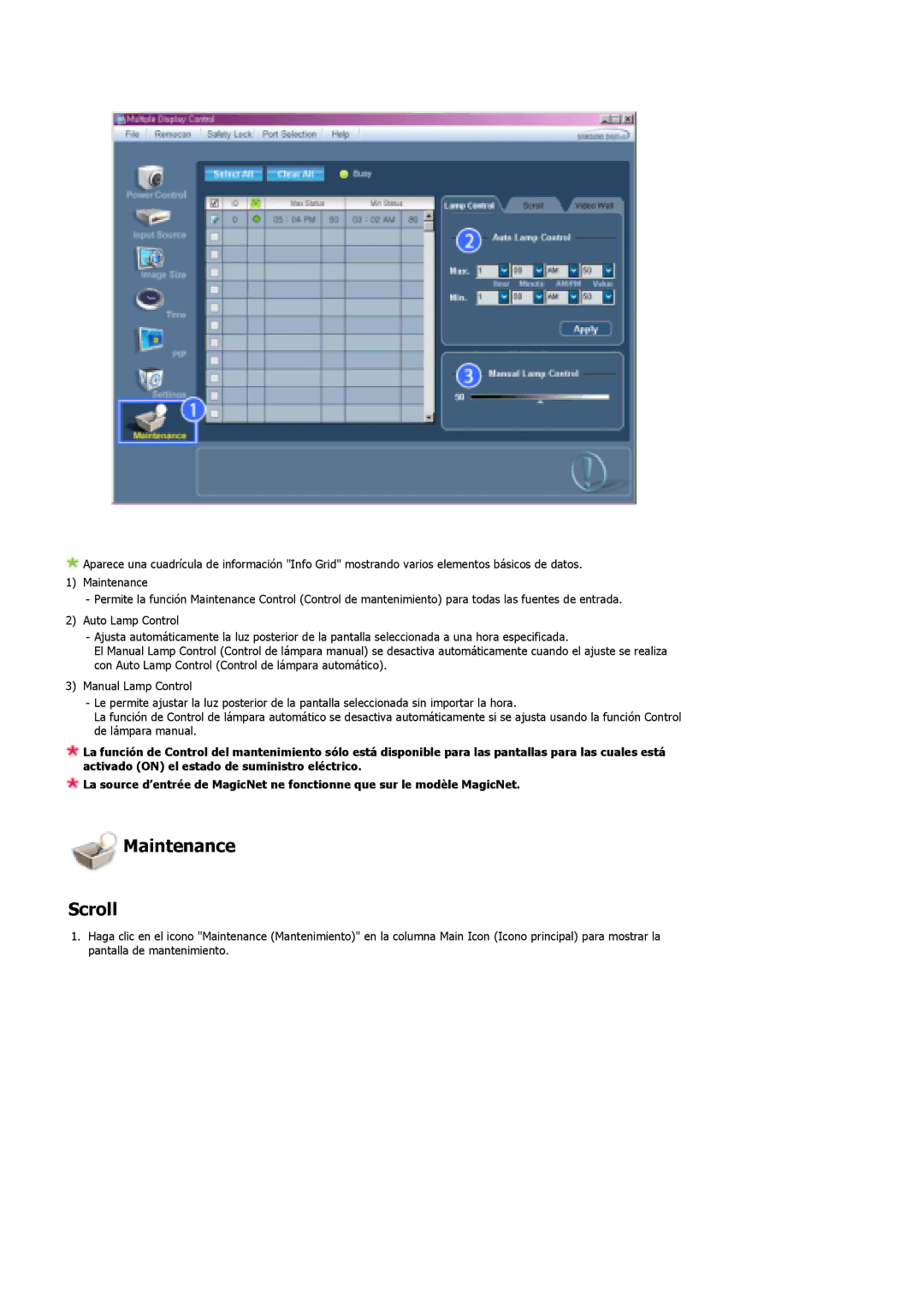 Samsung 400DXn, 460DXN manual Maintenance Scroll 