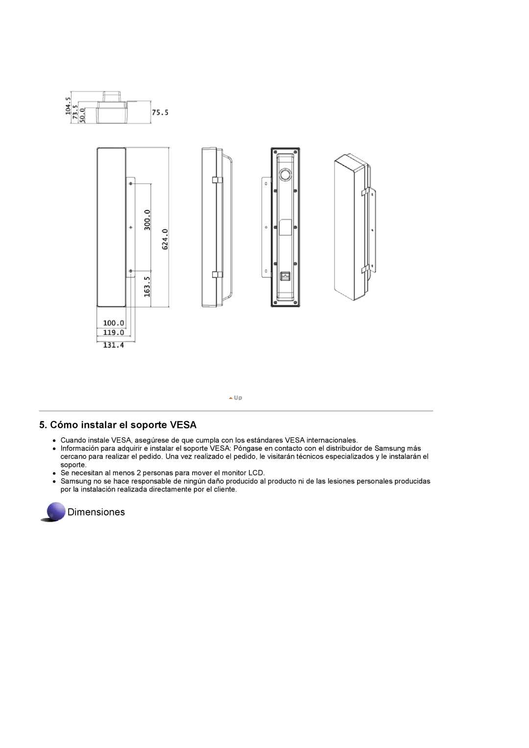 Samsung 400DXn, 460DXN manual Cómo instalar el soporte Vesa 