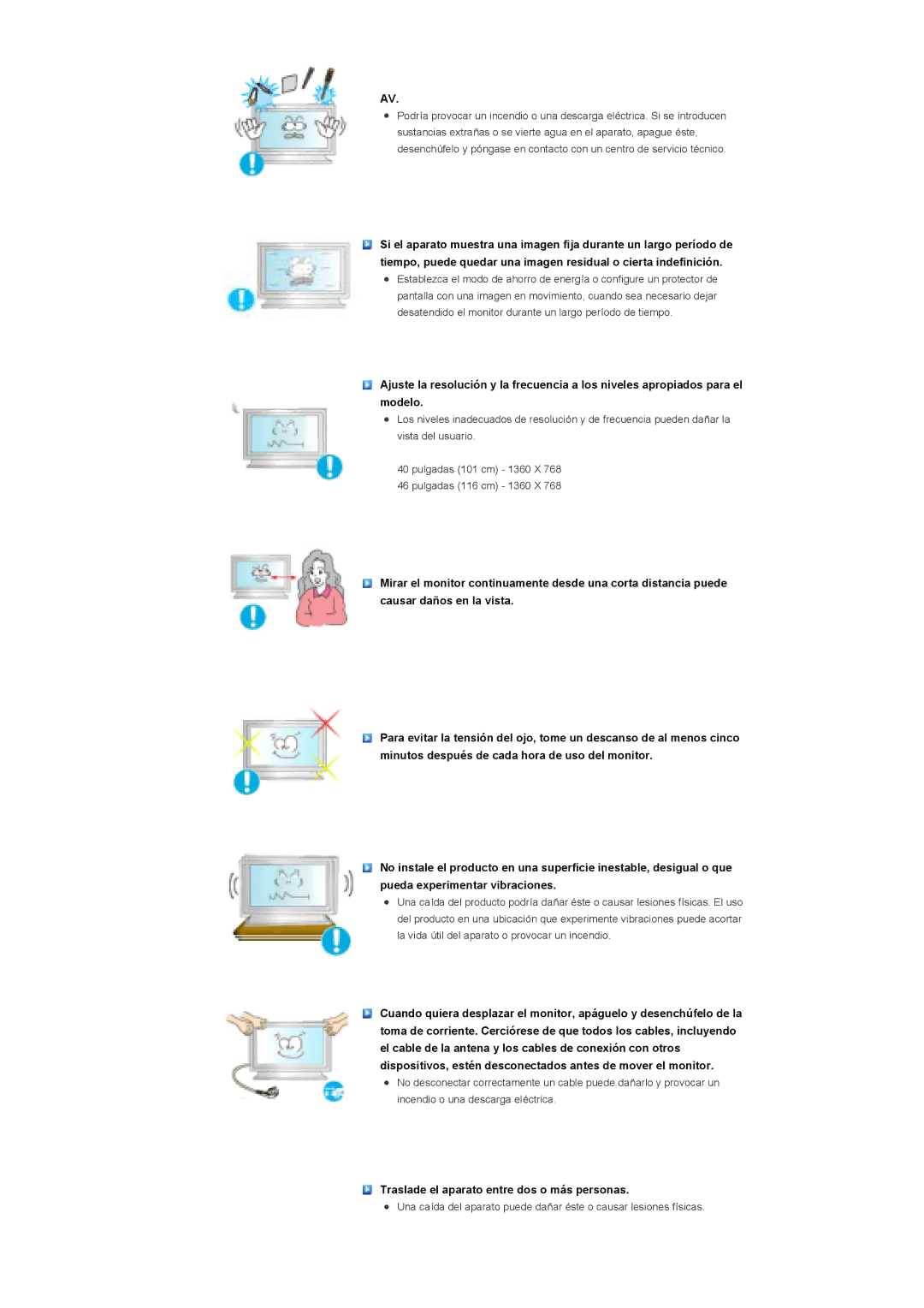 Samsung 400DXn, 460DXN manual Traslade el aparato entre dos o más personas 