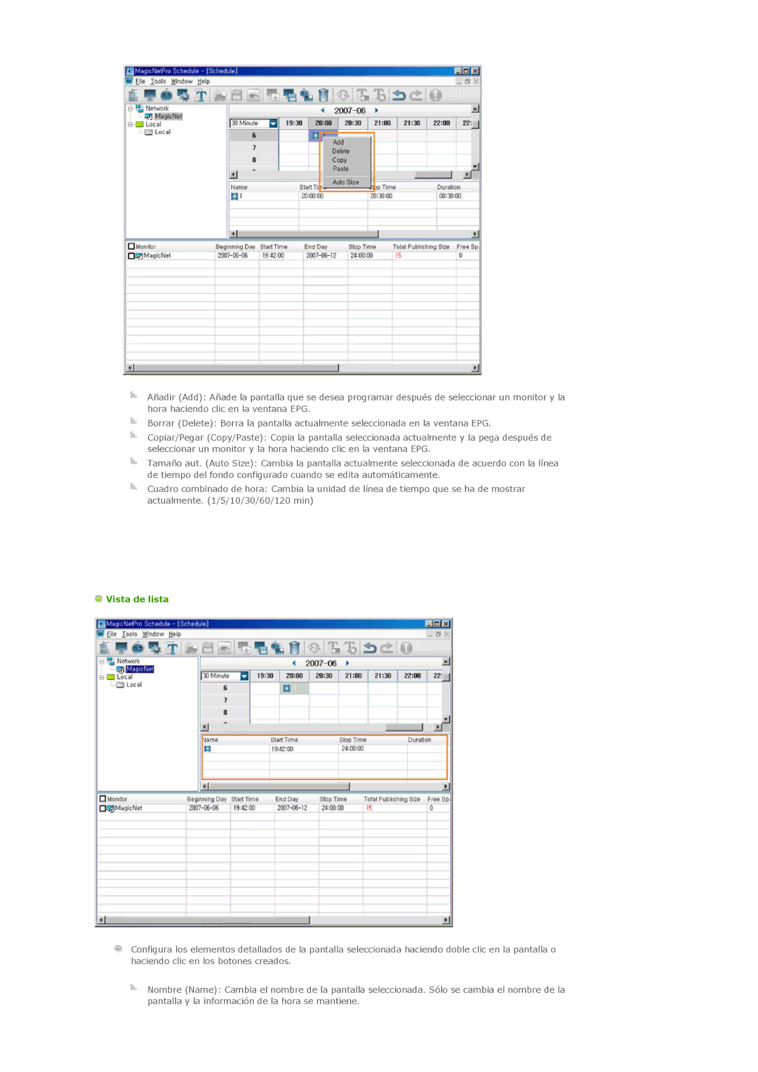 Samsung 460DXN, 400DXn manual Vista de lista 