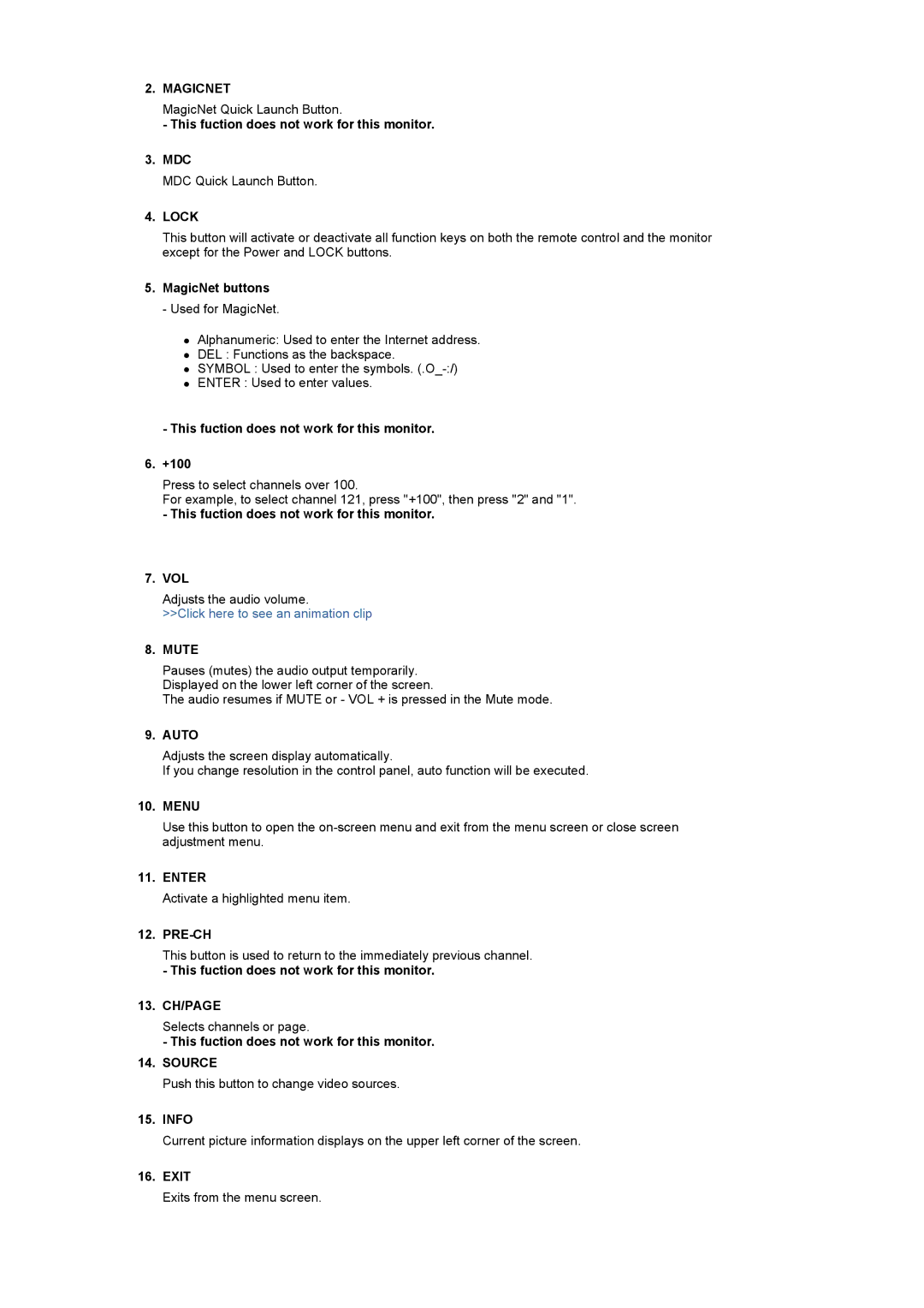 Samsung 400Pn, 400P manual This fuction does not work for this monitor MDC, MagicNet buttons 