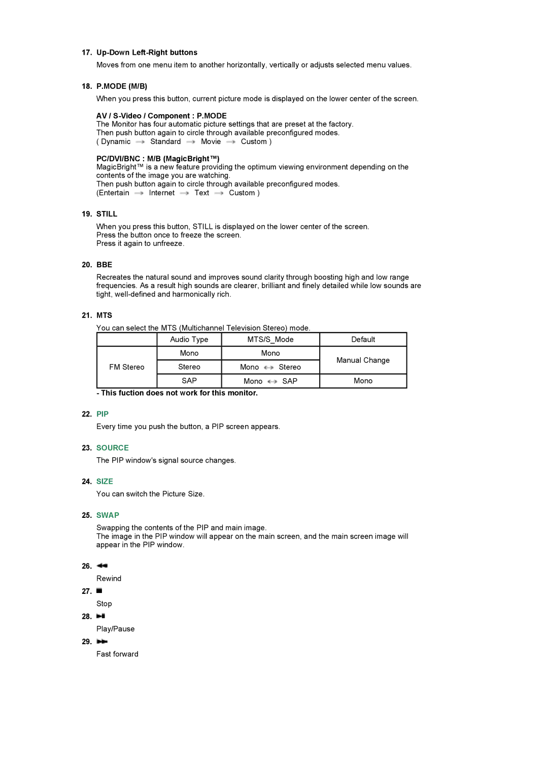 Samsung 400Pn, 400P manual You can switch the Picture Size 