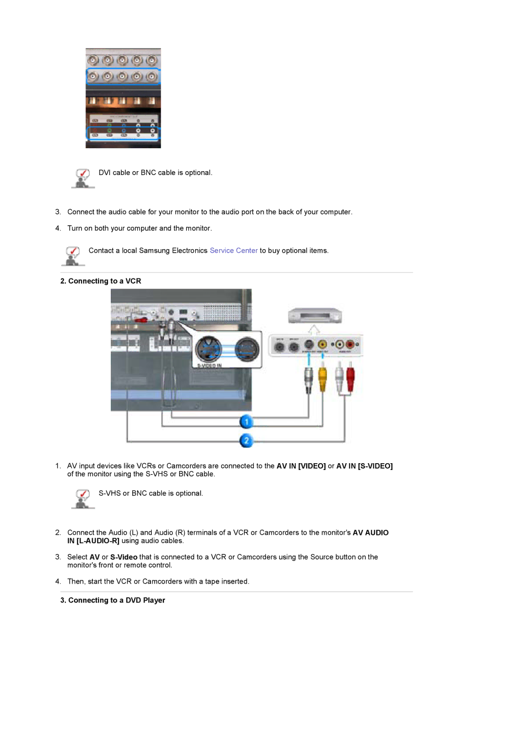 Samsung 400Pn, 400P manual Connecting to a VCR 