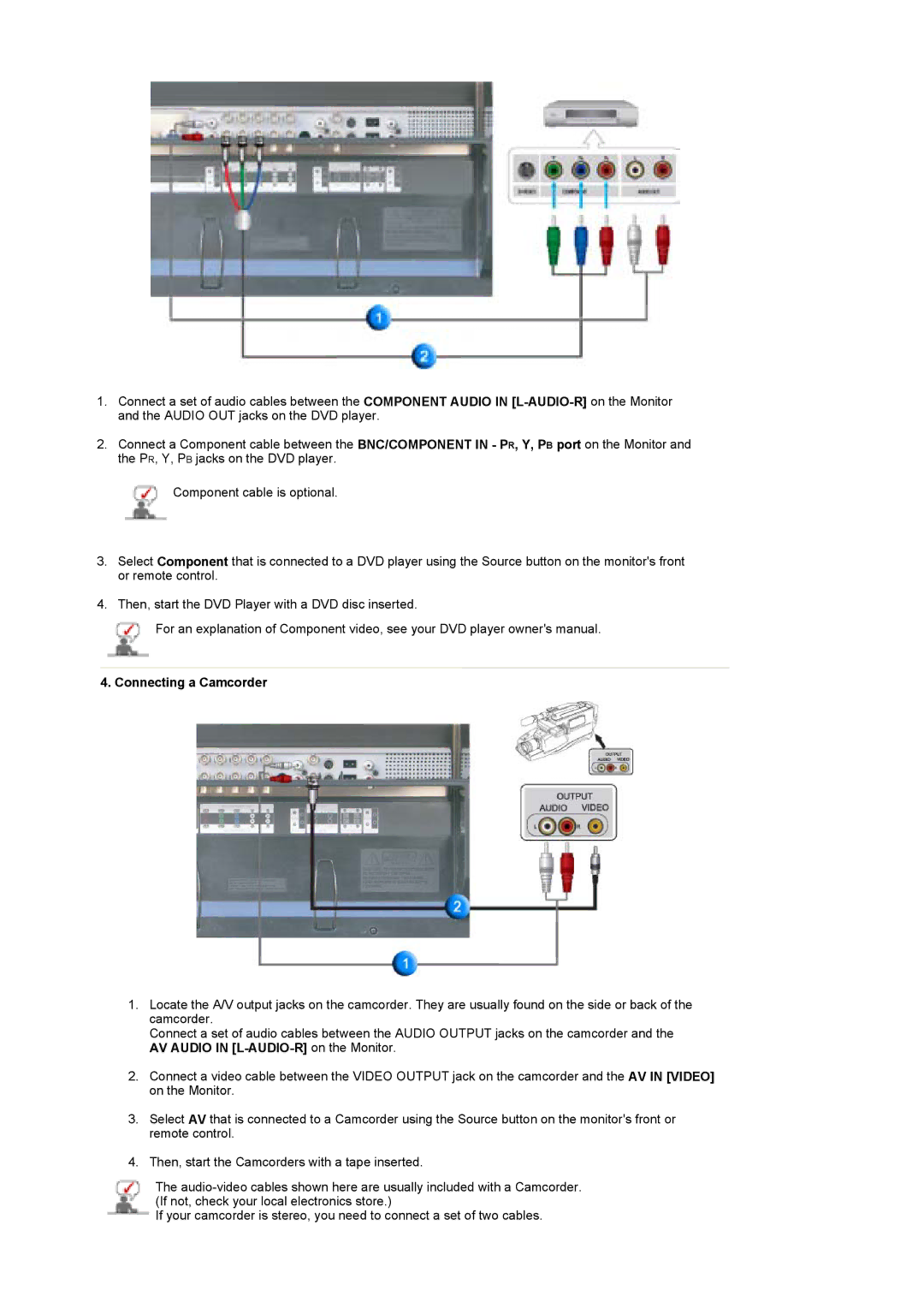 Samsung 400Pn, 400P manual Connecting a Camcorder 