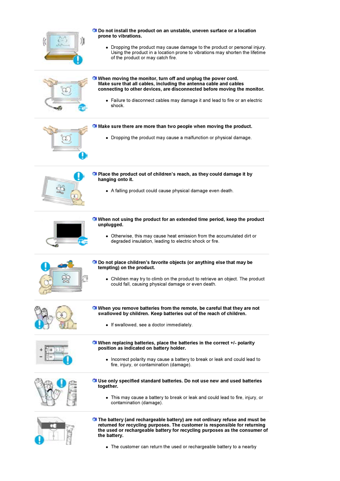 Samsung 400Pn, 400P manual Falling product could cause physical damage even death 