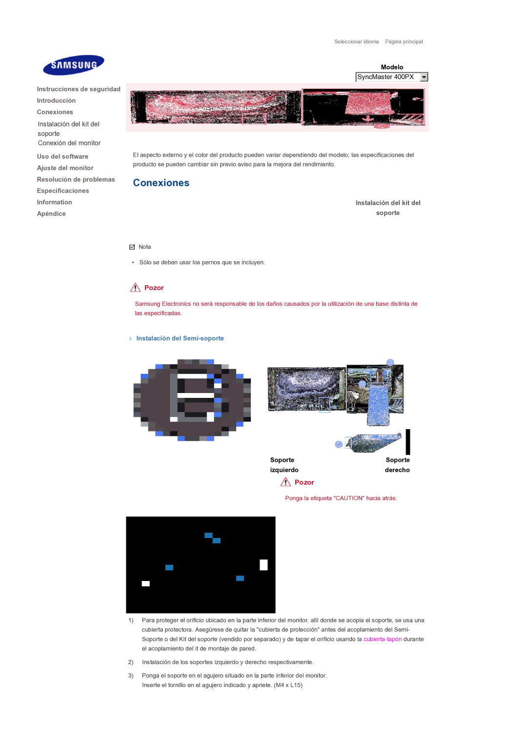 Samsung 400PXn, 460PXn quick start Instrucciones de seguridad Introducción Conexiones 