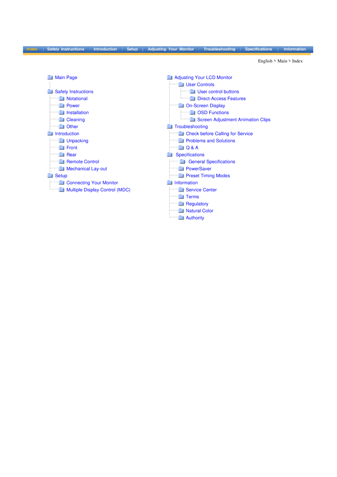 Samsung 400T manual English Main Index 