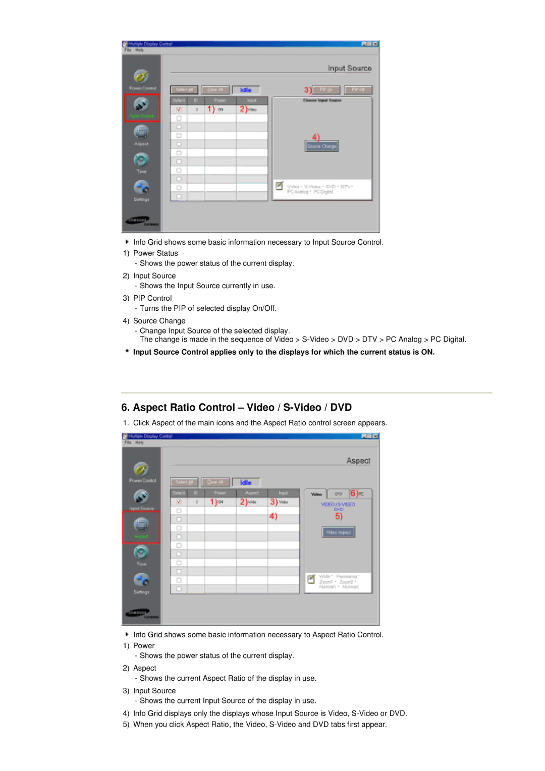 Samsung 400T manual Aspect Ratio Control Video / S-Video / DVD 