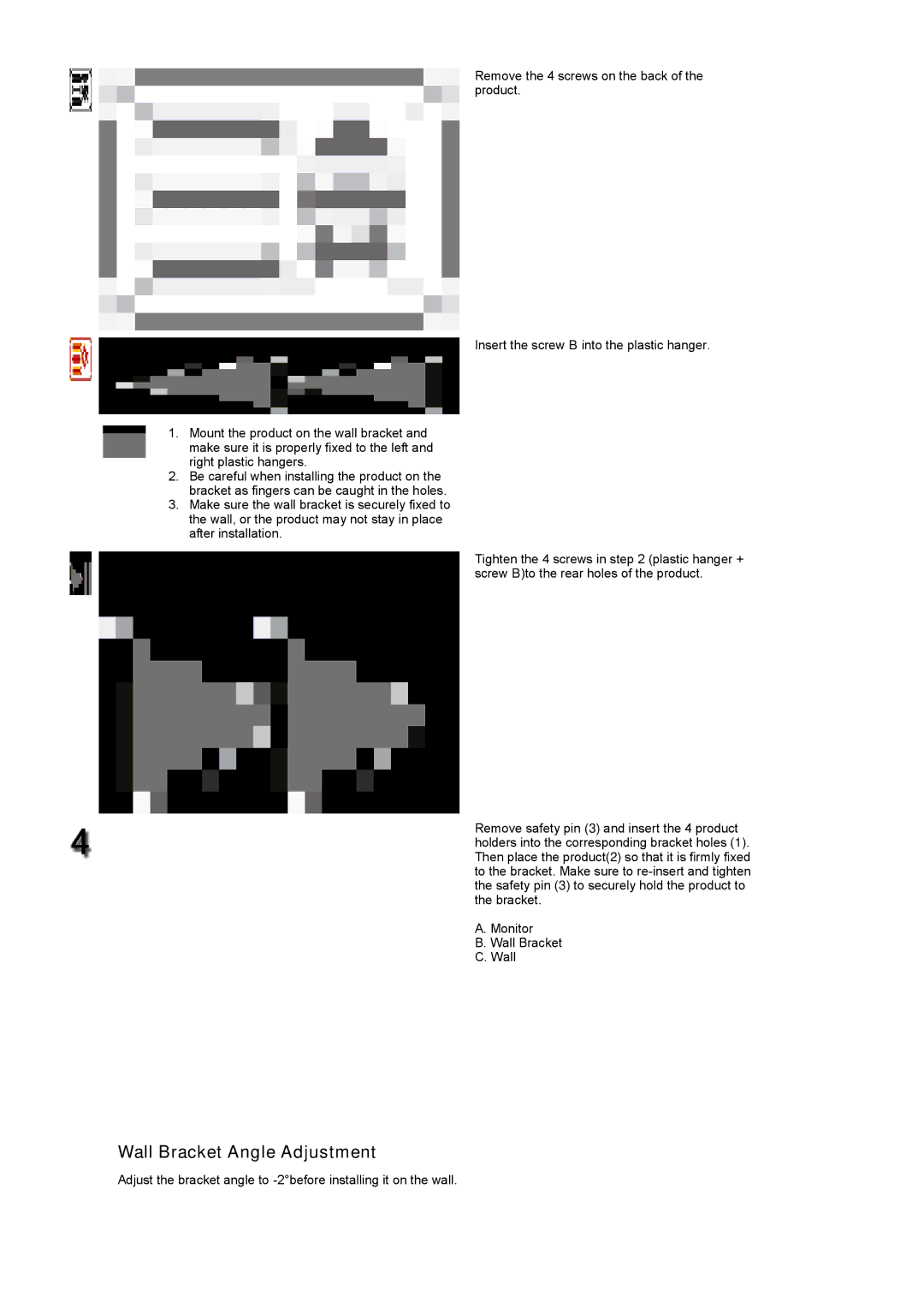 Samsung 400TXn specifications Wall Bracket Angle Adjustment 