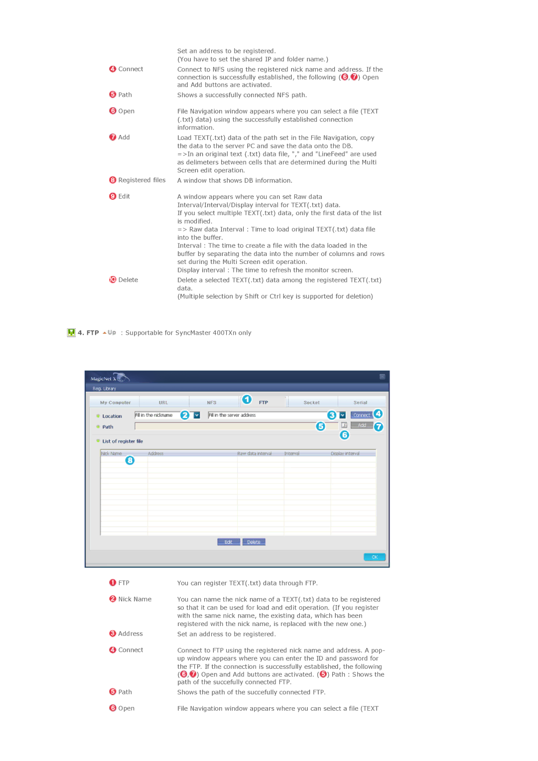 Samsung 400TXn specifications Ftp 