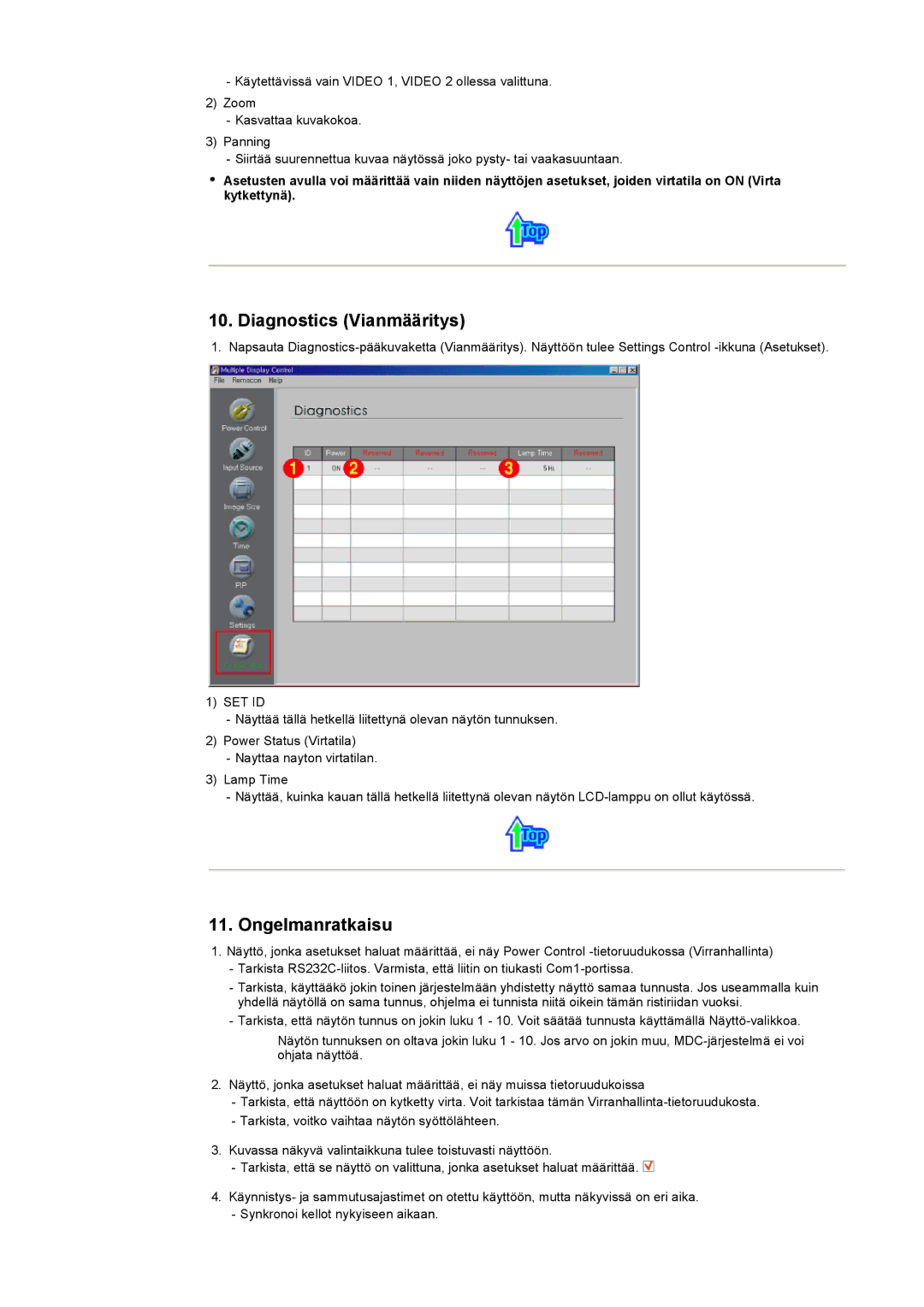 Samsung 403 T manual Diagnostics Vianmääritys, Ongelmanratkaisu 